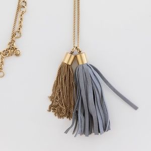 J. Crew Gold and Gray Tassel Necklace